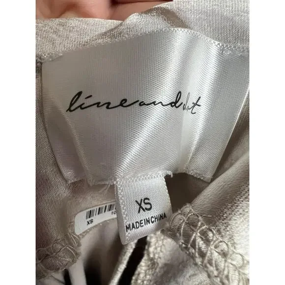 Line & Dot Slip Dress XS Beige Satin Midi Spaghetti Strap Formal 20s 30s Wedding - Picture 7 of 7